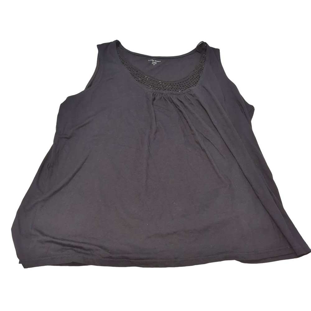 EUC Laura Scott Black Cotton Blend Blouse Womens 2X
